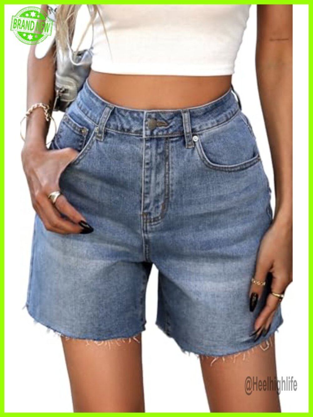 High Waisted Raw Hem Wide Leg Mom Denim Jean Shorts